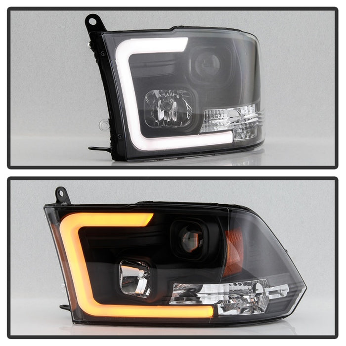 Phare avant Spyder 09-16 Dodge Ram 1500 Ver 2 Proj - Barre lumineuse clignotante - Noir - PRO-YD-DR09V2-SB-BK