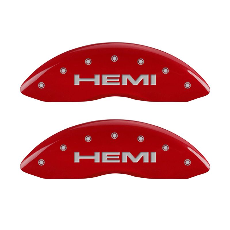 MGP 4 Caliper Covers Engraved Front & Rear Hemi Red finish silver ch