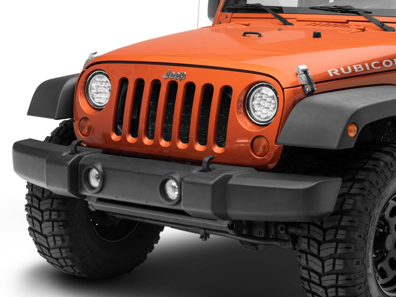 Phare LED Raxiom 97-18 Jeep Wrangler TJ/JK Axial Spider avec feux de jour ambrés - Chrome Hsng (lentille transparente)