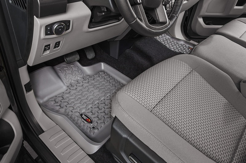 Revêtement de plancher avant Rugged Ridge gris pour Ford F-150 / Raptor / Extended / Super Crew Cab 2015-2020