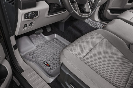 Revêtement de plancher avant Rugged Ridge gris pour Ford F-150 / Raptor / Extended / Super Crew Cab 2015-2020