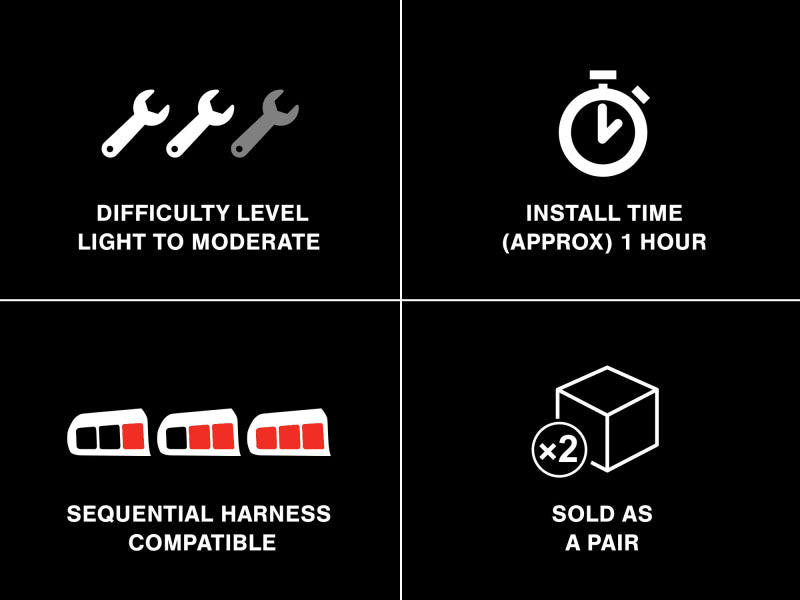 Feux arrière à LED Raxiom 99-04 Ford Mustang à l'exclusion des modèles 99-01 Cobra Icon - Boîtier noir (lentille fumée)