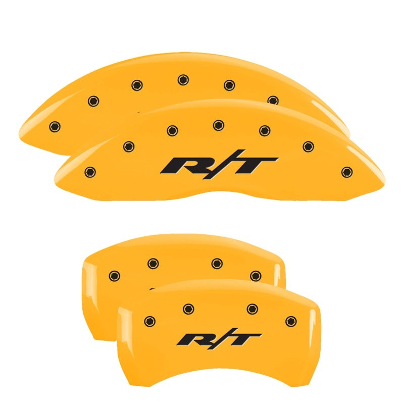 MGP Front set 2 Caliper Covers Engraved Front SRT4 Yellow finish black ch