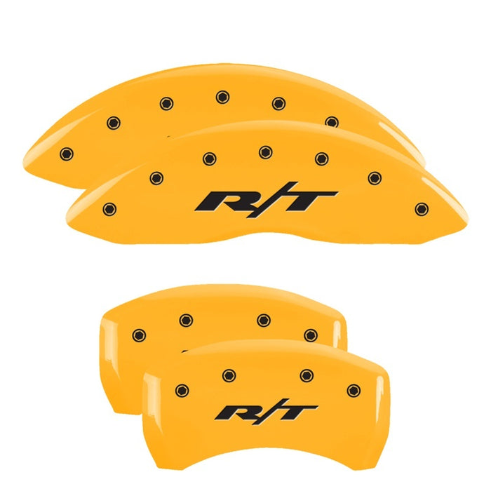 MGP Front set 2 Caliper Covers Engraved Front SRT4 Yellow finish black ch