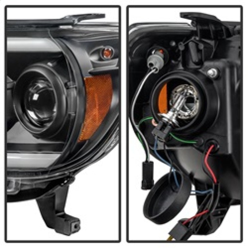 Phares de projecteur Spyder Toyota Tacoma 12-15 Barre lumineuse DRL Noir PRO-YD-TT12-LBDRL-BK