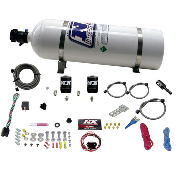 Kit d'azote à buse unique Coyote pour Ford Mustang GT 5,0 L 11-15 Nitrous Express (35-150 CV) avec bouteille de 15 lb