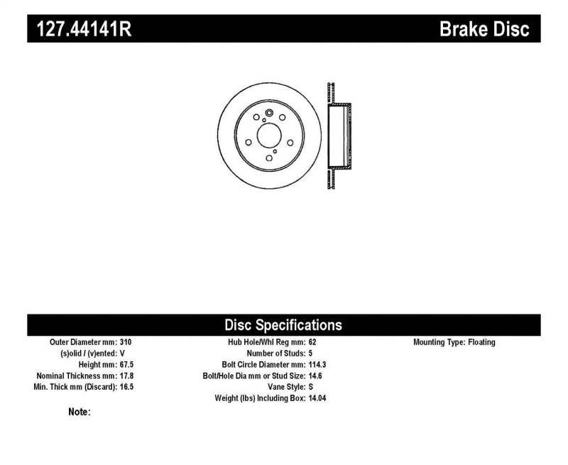 Rotor arrière droit percé et fendu StopTech Power Slot 06-11 Lexus GS Series / 06-12 IS350