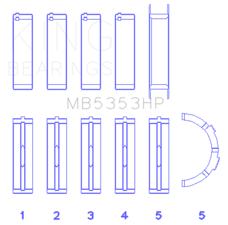 Jeu de roulements principaux de performance King Ford 281 4,6 L SOHC 16 V - Surdimensionné 0,026