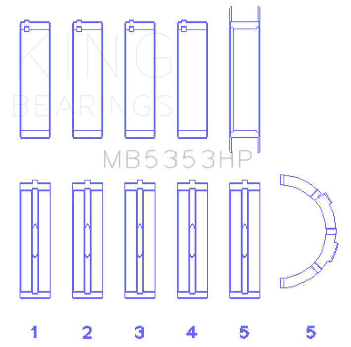 King Ford 281 4.6L SOHC 16V Performance Main Bearing Set - Oversize 0.5