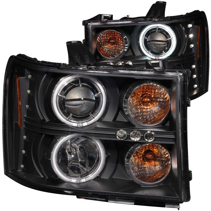 Phares de projecteur ANZO 2007-2013 Gmc Sierra 1500 avec halo noir