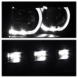 xTune Ford F150 09-14 Projector Headlights Halogen Model Only LED Halo Black PRO-JH-FF15009-CFB-BK