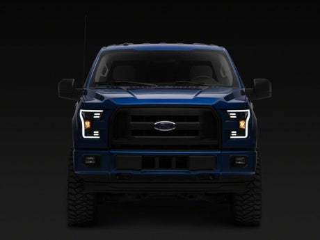 Phares de projecteur Raxiom 15-17 Ford F-150 G3 avec accent LED - Boîtier noir (lentille transparente)
