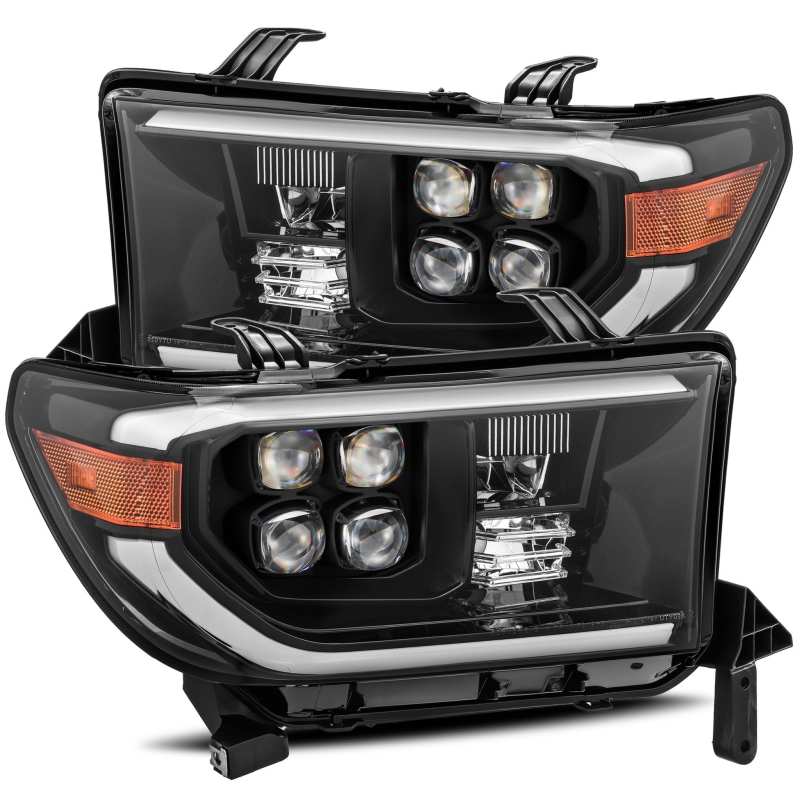 Phares de projection à LED NOVA AlphaRex 07-13 Toyota Tundra (avec réglage de niveau) Plank Alpha Blk avec signal Seq/RDL