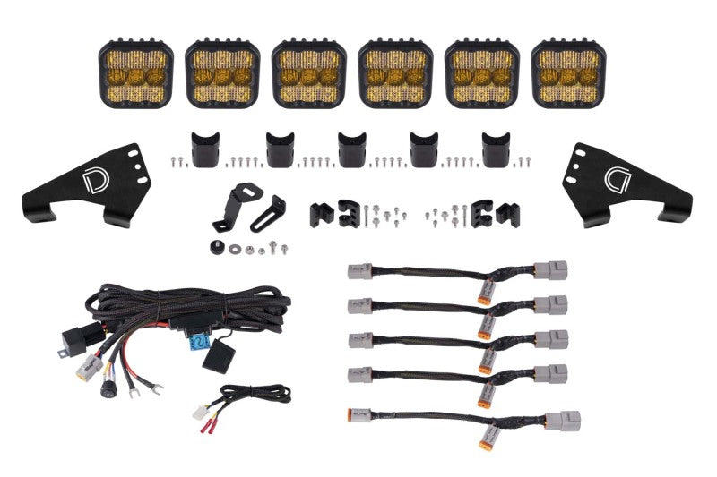 Kit de barre lumineuse combo jaune pour toit Polaris RZR SS5 Pro CrossLink 20-Present de Diode Dynamics