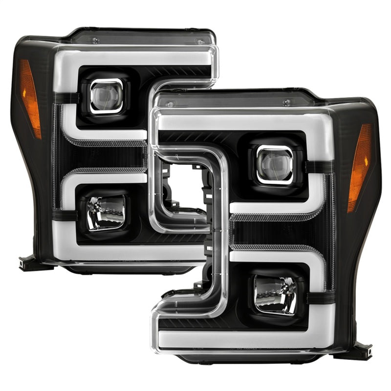 Spyder 17-18 Ford F250/F350/F450 Modèle halogène uniquement - Barre lumineuse blanche - Noir - PRO-YD-FS17HALSI-BK