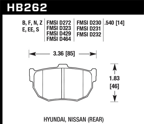 Plaquettes de frein arrière Hawk 89-97 Nissan 240SX SE HPS Street