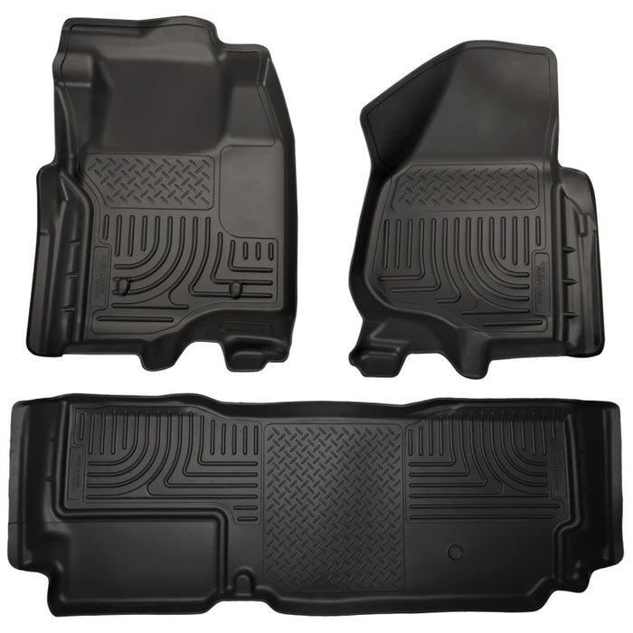 Revêtements de sol noirs Husky Liners 2012.5 Ford SD Super Cab WeatherBeater Combo (sans boîte de vitesses manuelle)