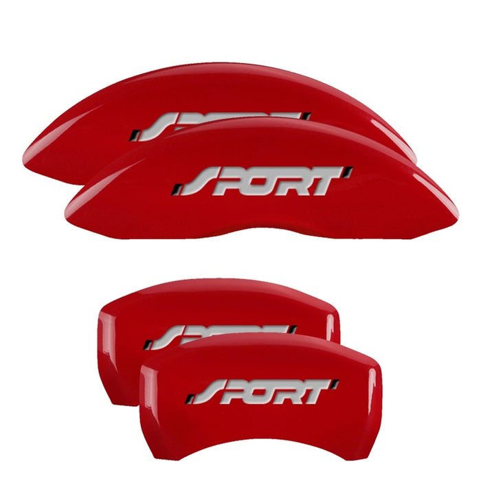 Couvre-étriers MGP 4 gravés avant et arrière avec logo ovale/finition rouge Ford argent ch