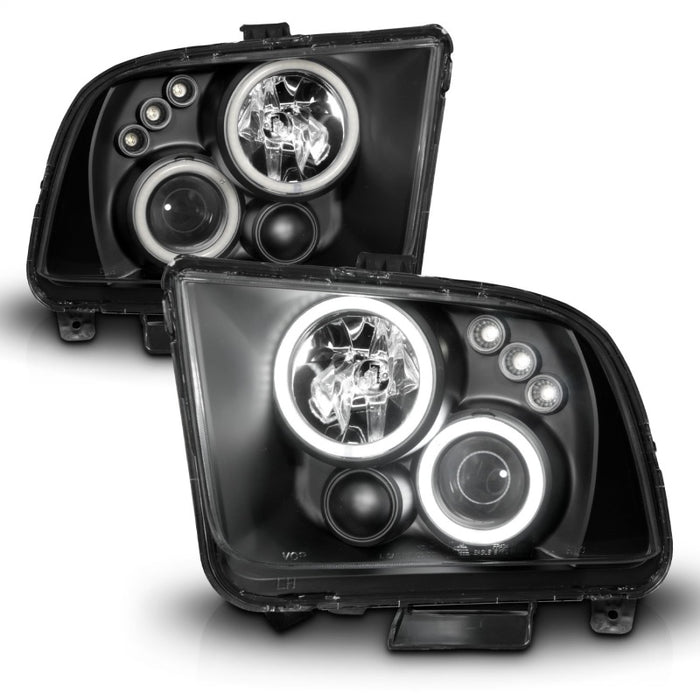 Phares de projecteur ANZO 2005-2009 Ford Mustang avec halo noir