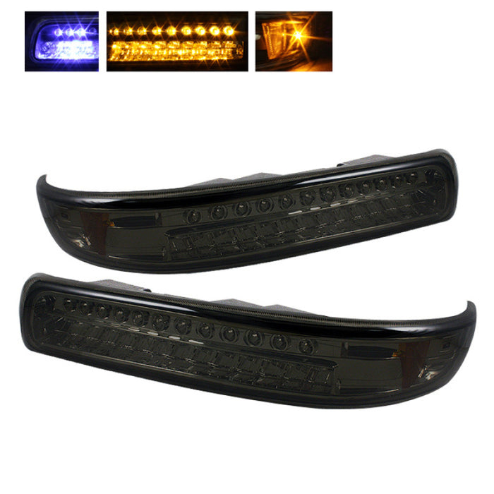 Feux de pare-chocs à LED ambrés Xtune Chevy Silverado 99-02 Fumés CBL-CS99-LED-SM