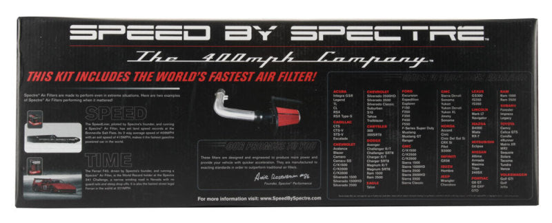 Kit d'admission d'air Spectre 97-03 Ford Expedition V8-4.6/5.4LF/I - Poli avec filtre rouge