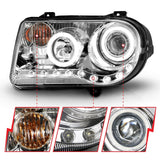 Phares de projecteur ANZO 2005-2010 Chrysler 300C avec halo chromé (CCFL) G2