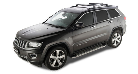 Rhino-Rack 11-21 Grand Cherokee WK2 SUV 4 portes avec rails de toit en métal Barres de toit Vortex RVP 2 barres - Noir