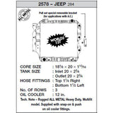 Radiateur en plastique OEM CSF 87-02 Jeep Wrangler 2,5 L