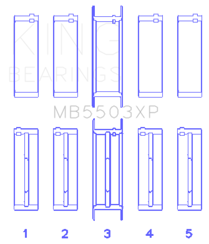 King Ford 351ci Cleveland V8 (Size 001) Tri-Metal Performance Main Bearing Set