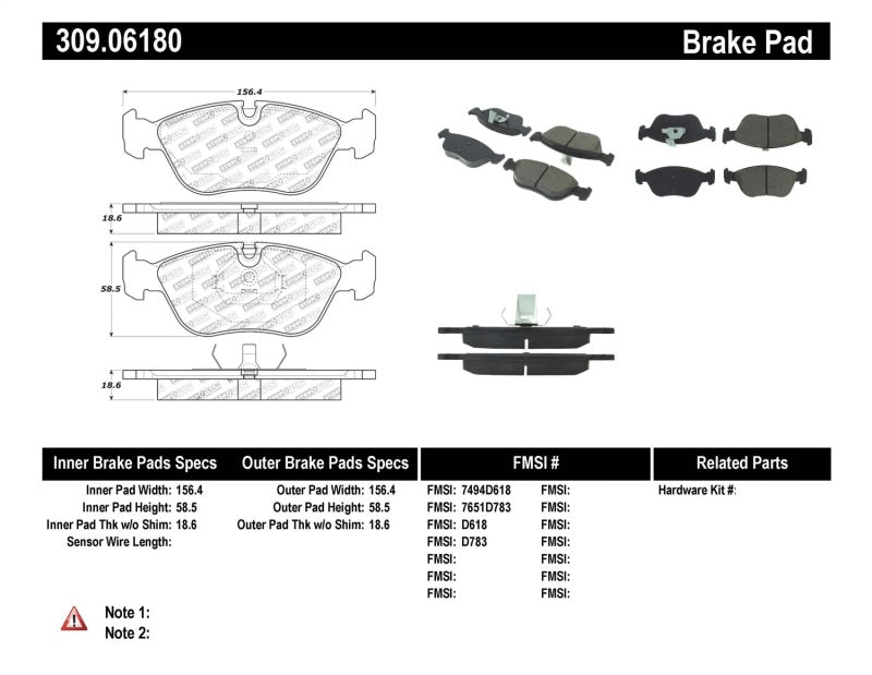 Plaquettes de frein avant StopTech Performance 98-04 Volvo S60/98-00 S70/98-00 V70/93-97 série 850