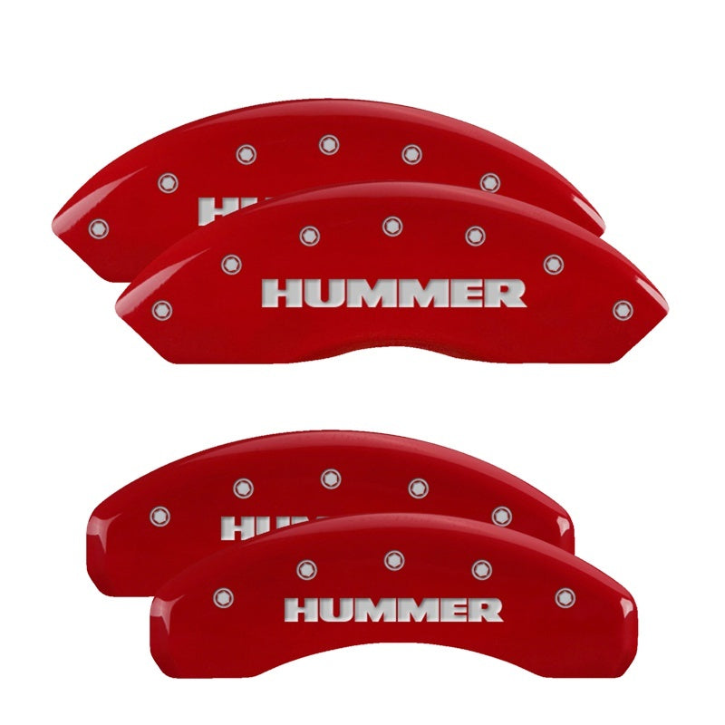 Couvre-étriers MGP 4 gravés avant et arrière finition rouge Hummer argent ch
