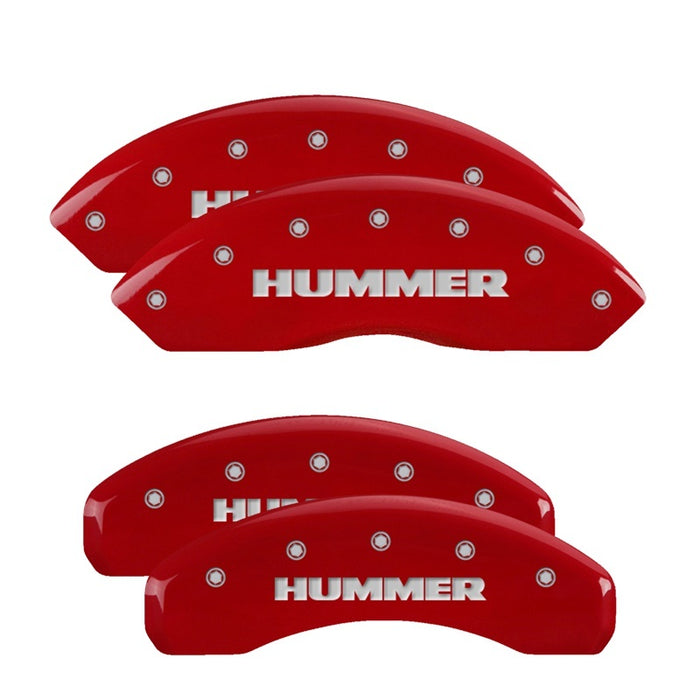 MGP 4 Caliper Covers Engraved Front & Rear Hummer Red finish silver ch