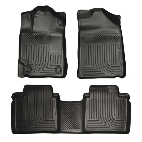 Revêtements de sol noirs Husky Liners 07-11 Toyota Camry (toutes les versions) WeatherBeater Combo (une seule pièce pour la 2e rangée)