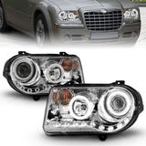 Phares de projecteur ANZO 2005-2010 Chrysler 300C avec halo chromé (CCFL) G2