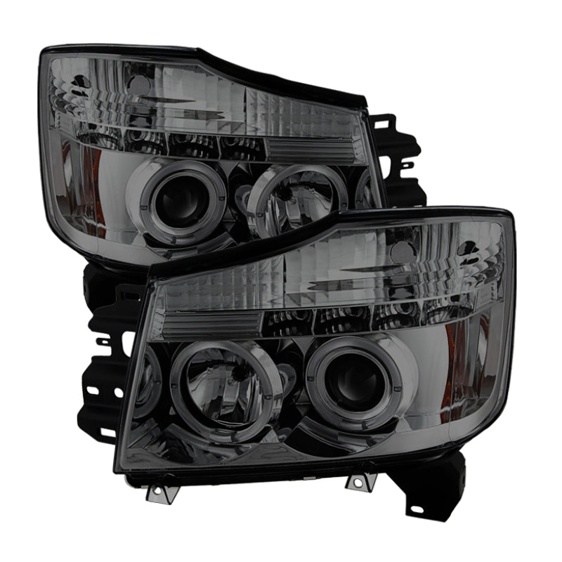 Phares de projecteur LED Spyder Nissan Titan 04-14/Armada 04-07 Halo LED Smke PRO-YD-NTI04-HL-SM