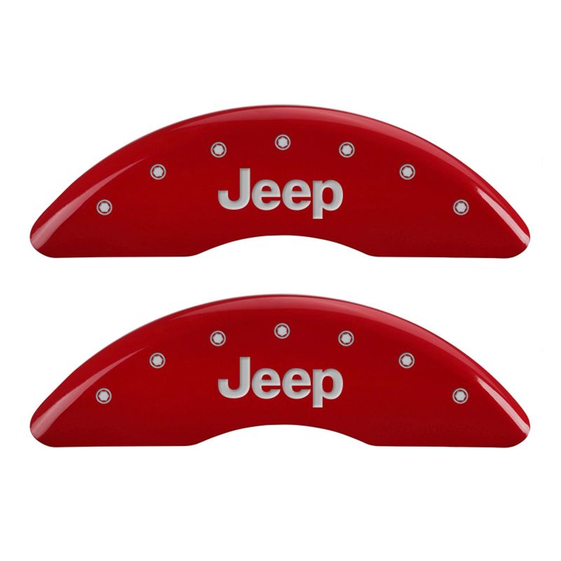 Couvre-étriers MGP 4 gravés à l'avant JEEP Logo de calandre JEEP gravé à l'arrière Finition rouge argent ch