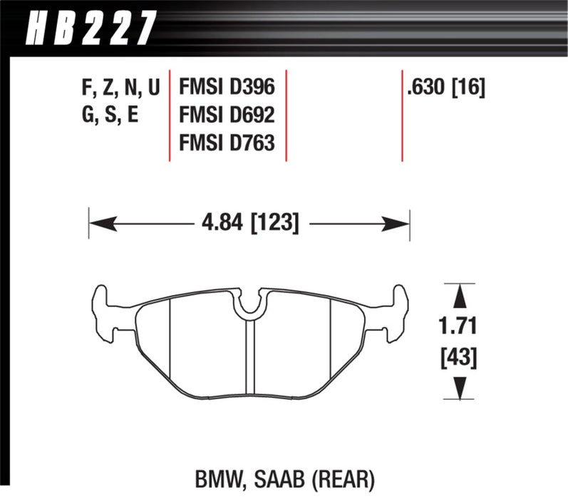 Plaquettes de frein arrière Hawk 95-99 BMW M3 E36 HPS Street