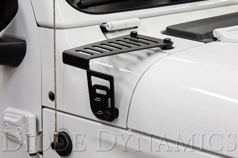 Kit de support de capot à LED Diode Dynamics 18-21 Jeep JL Wrangler/Gladiator SS6 - Projecteur blanc