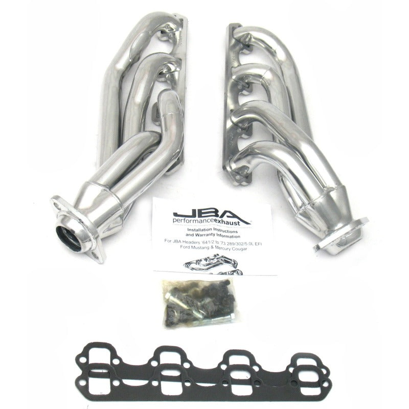 JBA 65-73 Ford Mustang 260-302 SBF 1-5/8in Primary Silver Ctd Mid Length Header