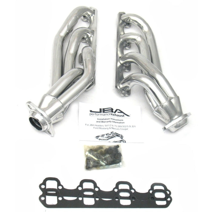 JBA 65-73 Ford Mustang 260-302 SBF 1-5/8 po primaire Silver Ctd Mid Length Header