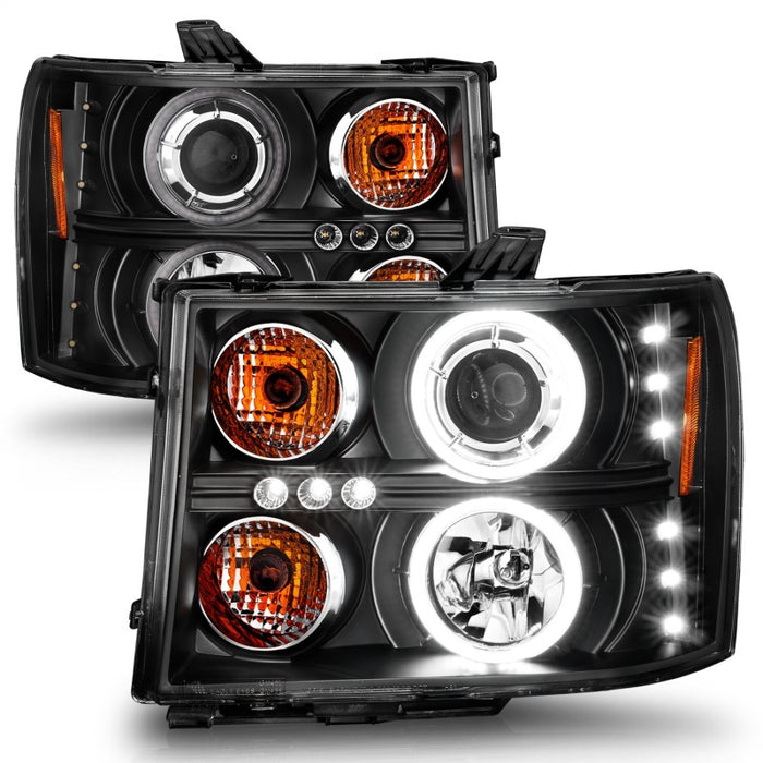 Phares de projecteur ANZO 2007-2013 Gmc Sierra 1500 avec halo noir