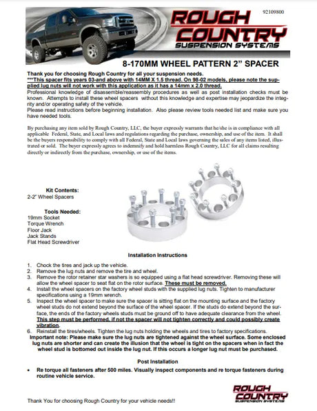 2 INCH WHEEL SPACERS 6X135 | FORD F-150 4WD (2004-2014) Wheel